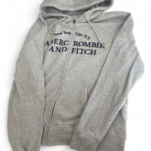 Abercrombie & Fitch Light Gray Zip-Up Hoodie